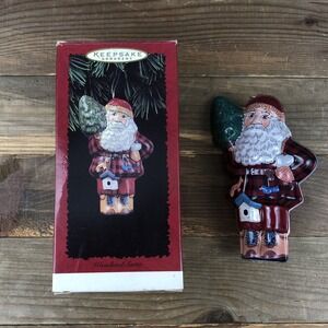 Hallmark Keepsake Ornament WOODLAND SANTA Pressed Vintage 90s Christmas Holiday